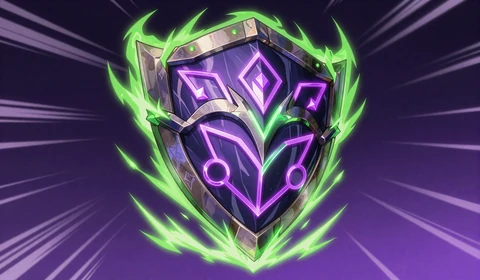 Anime-Dota 2 Aegis Schild mit neon-violetten Runen f&uuml;r Dota 2 Wetten bei Irwin