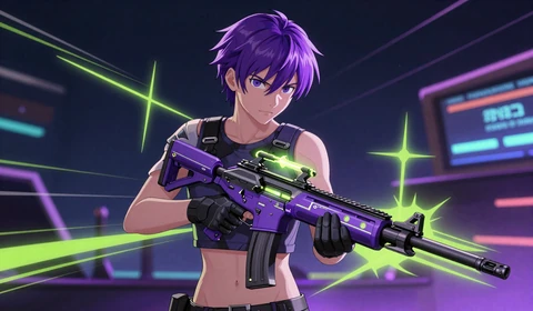 Anime-CS2 Gewehr mit neon-gr&uuml;nem Hologramm-Fadenkreuz f&uuml;r CS2 Wetten