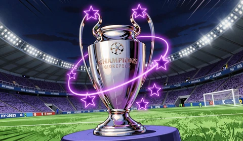 Anime-Champions League Pokal mit neon-violetten Sternen f&uuml;r CL-Wetten bei Irwin