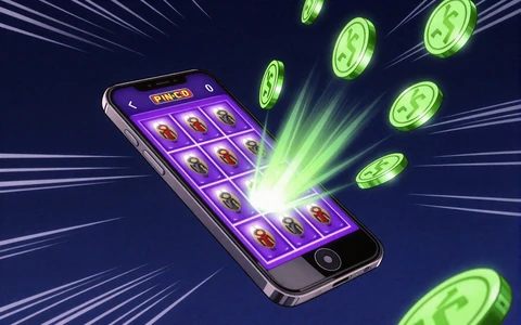 Anime-Smartphone mit Slot-Spiel und M&uuml;nzen f&uuml;r mobile Casino-Lobby