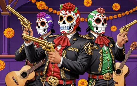 Anime-Bandidos mit Totenkopf-Masken f&uuml;r Wild Bandito Megaways Slot bei Irwin