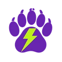 Irwin Casino Logo - violetter Hund mit neon-gr&uuml;nem Blitz